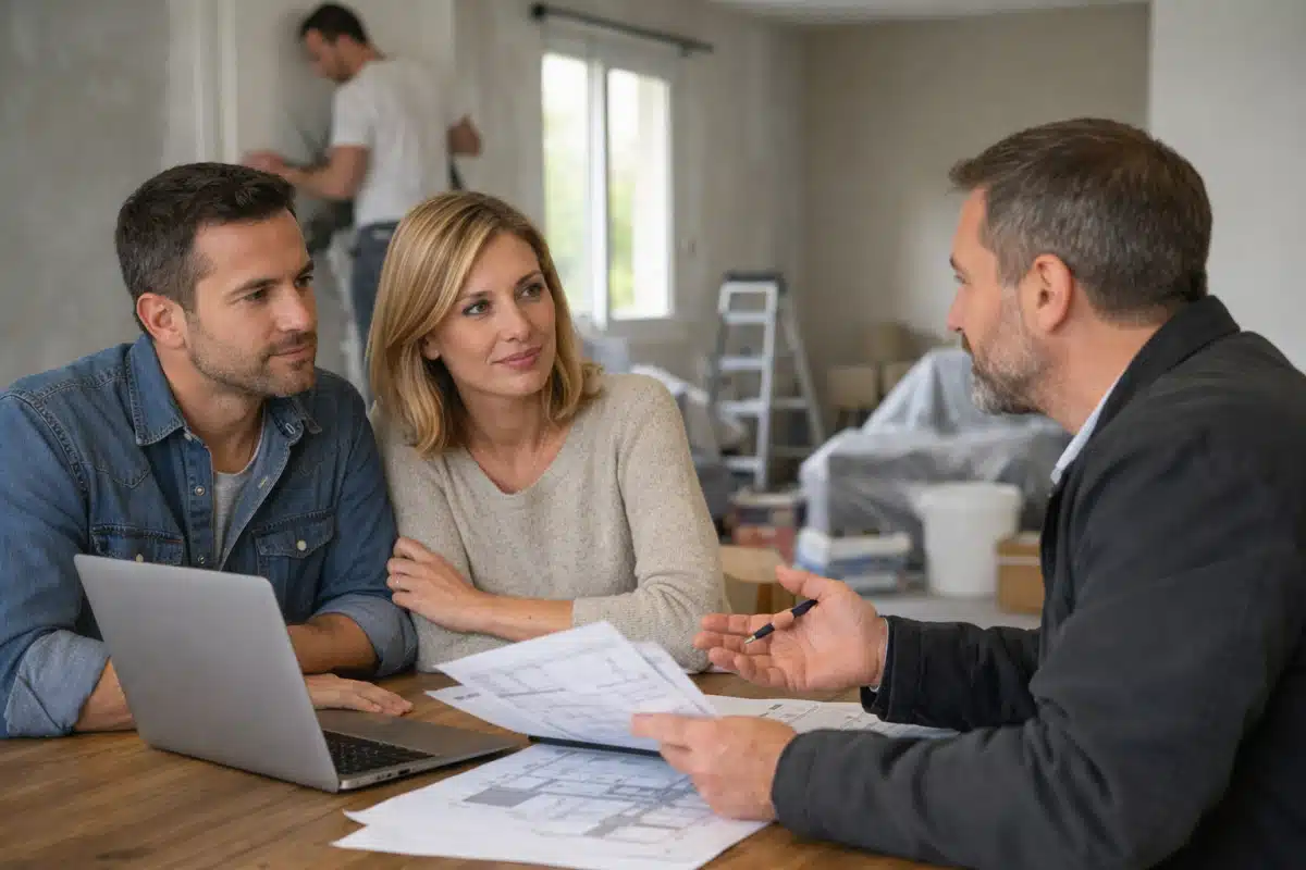 Couple examinant des documents avec un conseiller